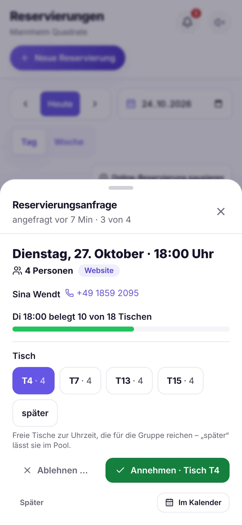 Bildschirmfoto: Tisch gleich dazu